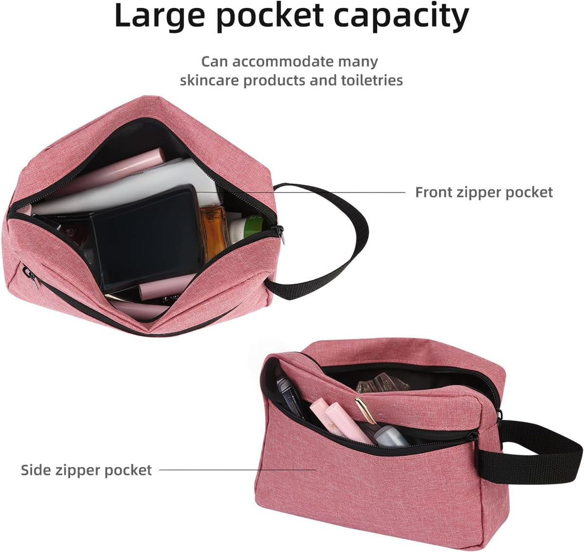 Travel Toiletry bag Toiletry bag for women men Hanging Cosmetic bag Travel accessories for Women Men (Black)