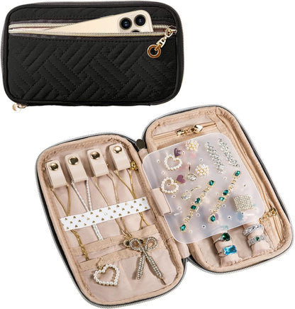 Travel Jewelry Organizer Case, Jewelry Travel Bags for Women, Large Capacity Travel Jewelry Case for Tangle-Free Earrings, Necklaces, Rings Storage, Travel Accessories,Teal