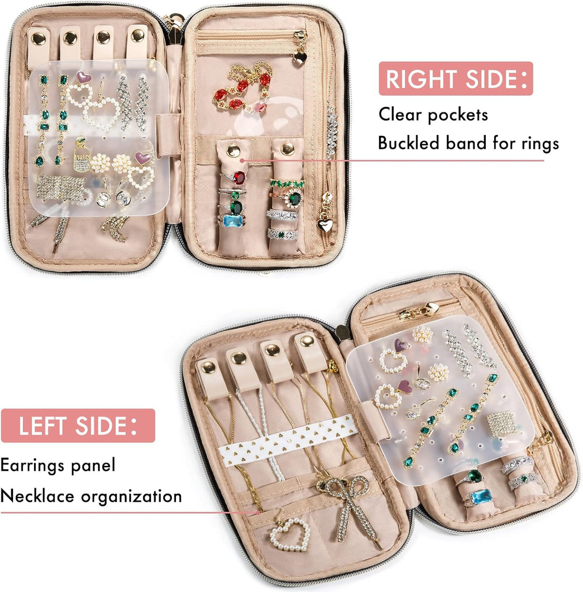 Travel Jewelry Organizer Case, Jewelry Travel Bags for Women, Large Capacity Travel Jewelry Case for Tangle-Free Earrings, Necklaces, Rings Storage, Travel Accessories,Teal
