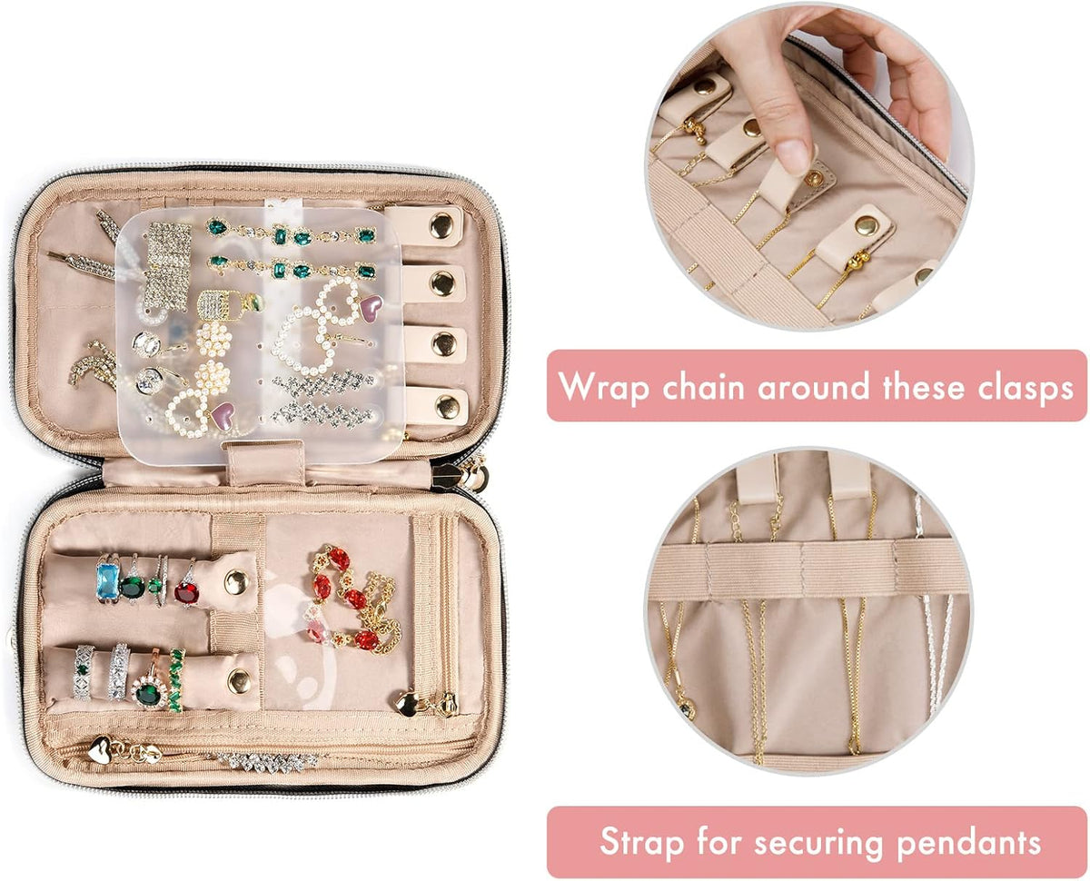 Travel Jewelry Organizer Case, Jewelry Travel Bags for Women, Large Capacity Travel Jewelry Case for Tangle-Free Earrings, Necklaces, Rings Storage, Travel Accessories,Teal