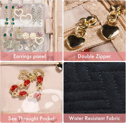Travel Jewelry Organizer Case, Jewelry Travel Bags for Women, Large Capacity Travel Jewelry Case for Tangle-Free Earrings, Necklaces, Rings Storage, Travel Accessories,Teal