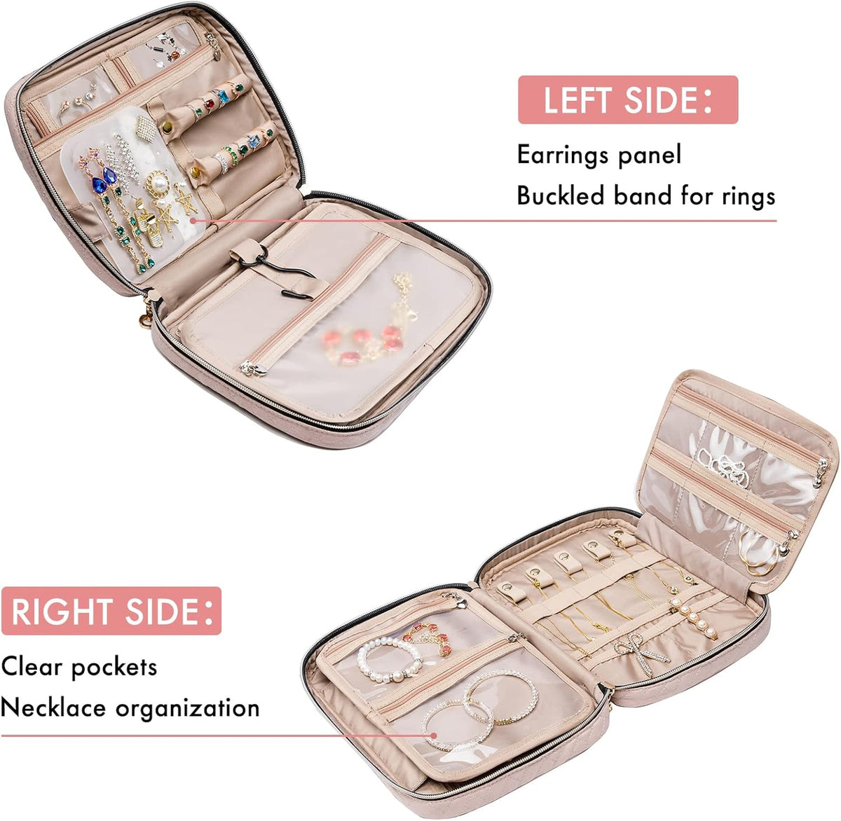 Travel Jewelry Organizer Case, Jewelry Travel Bags for Women, Large Capacity Travel Jewelry Case for Tangle-Free Earrings, Necklaces, Rings Storage, Travel Accessories,Teal