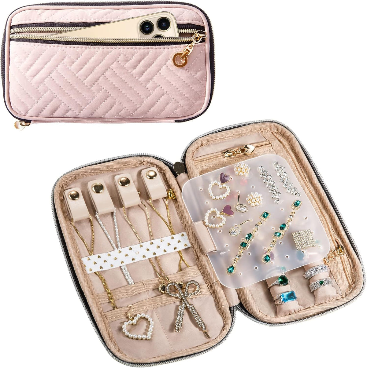 Travel Jewelry Organizer Case, Jewelry Travel Bags for Women, Large Capacity Travel Jewelry Case for Tangle-Free Earrings, Necklaces, Rings Storage, Travel Accessories,Teal