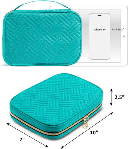 Travel Jewelry Organizer Case, Jewelry Travel Bags for Women, Large Capacity Travel Jewelry Case for Tangle-Free Earrings, Necklaces, Rings Storage, Travel Accessories,Teal