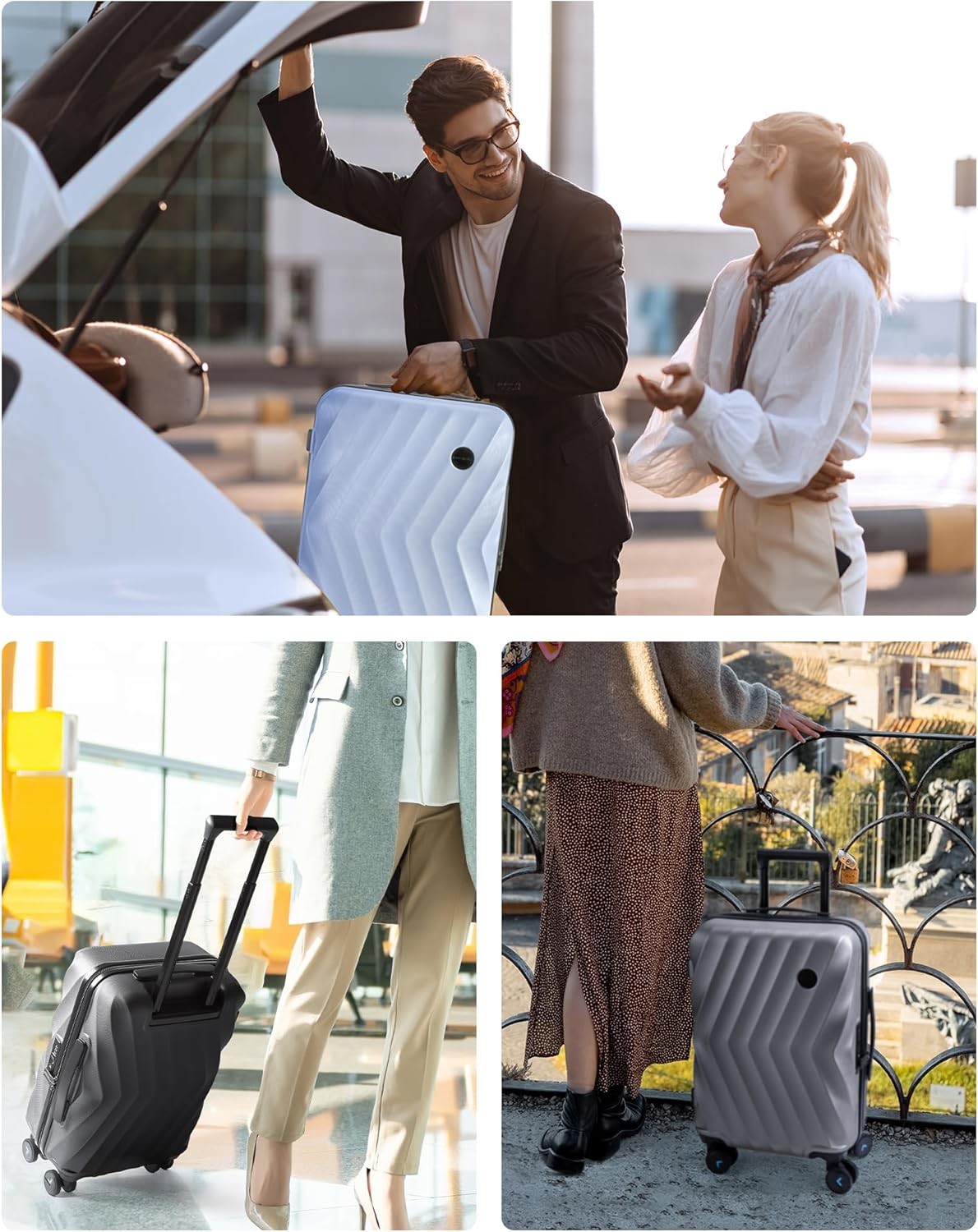 Carry On Luggage 22x14x9 Airline Approved,PC Hardside Suitcase,20 Inch Luggage with Spinner Wheels, Lightweight Travel Suitcases for Men Women,Navy Blue
