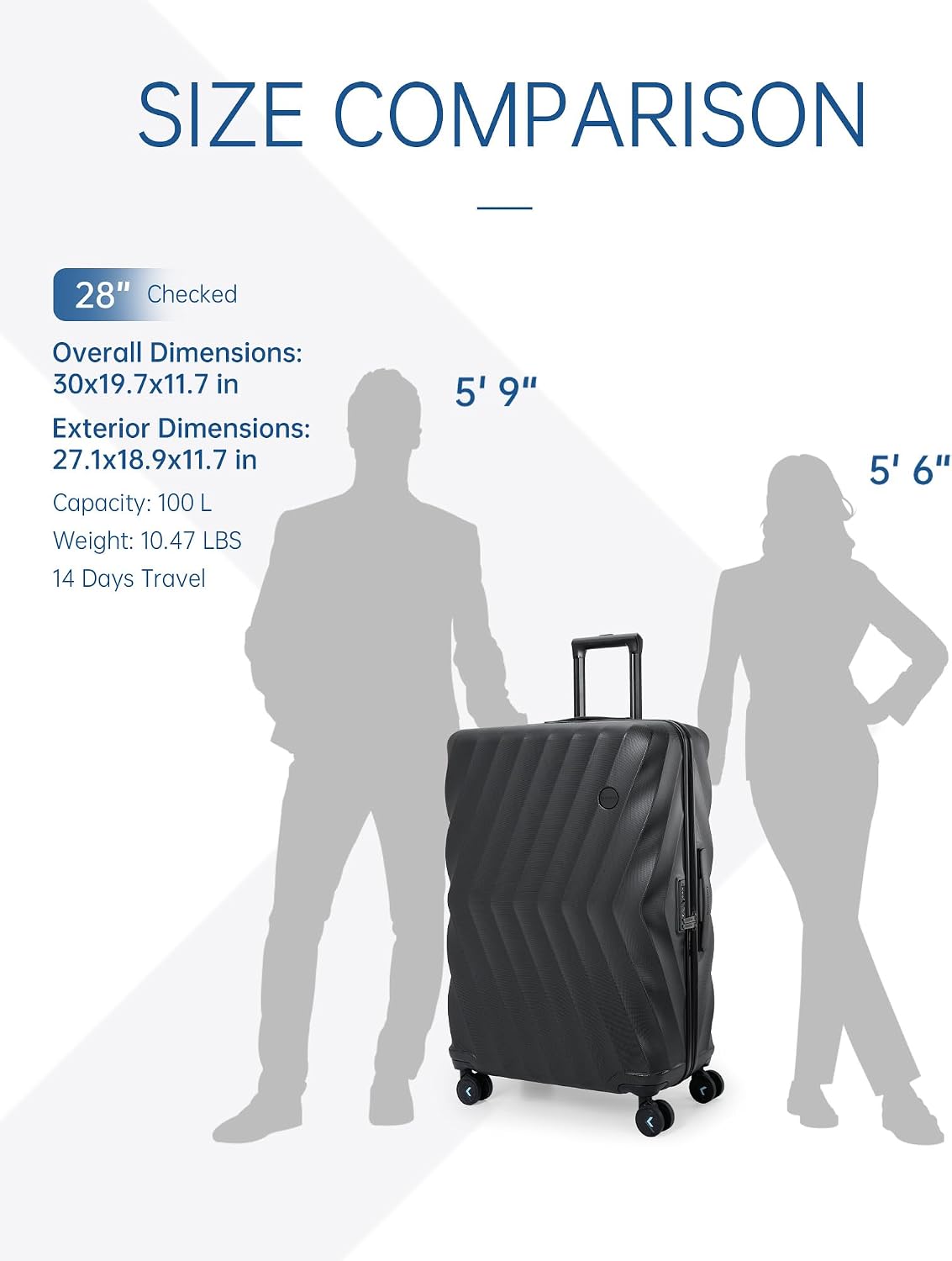 Carry On Luggage 22x14x9 Airline Approved,PC Hardside Suitcase,20 Inch Luggage with Spinner Wheels, Lightweight Travel Suitcases for Men Women,Navy Blue