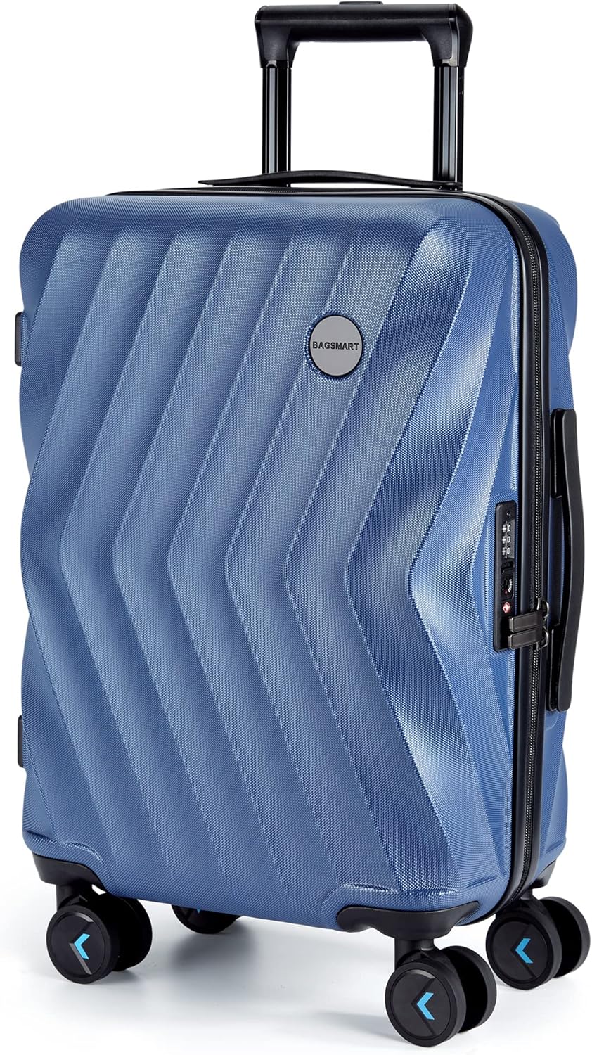 Carry On Luggage 22x14x9 Airline Approved,PC Hardside Suitcase,20 Inch Luggage with Spinner Wheels, Lightweight Travel Suitcases for Men Women,Navy Blue
