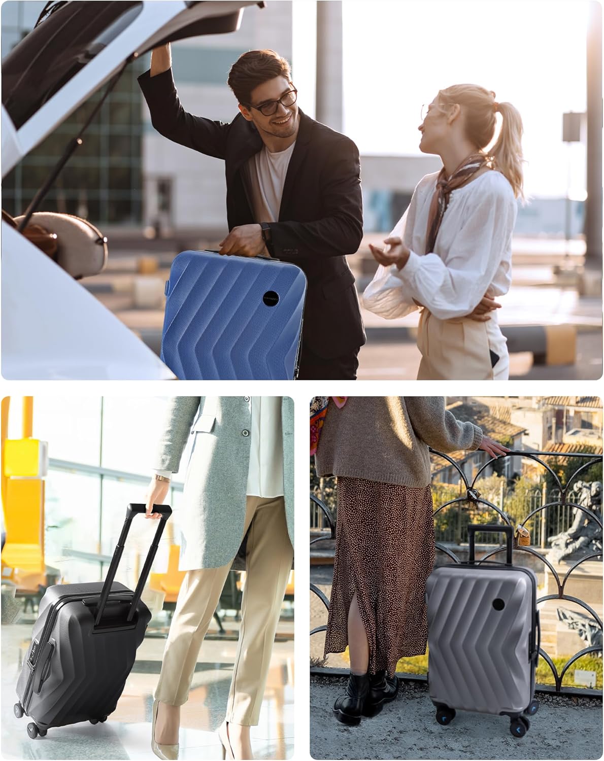 Carry On Luggage 22x14x9 Airline Approved,PC Hardside Suitcase,20 Inch Luggage with Spinner Wheels, Lightweight Travel Suitcases for Men Women,Navy Blue