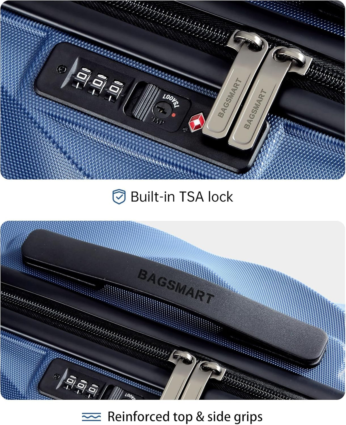 Carry On Luggage 22x14x9 Airline Approved,PC Hardside Suitcase,20 Inch Luggage with Spinner Wheels, Lightweight Travel Suitcases for Men Women,Navy Blue