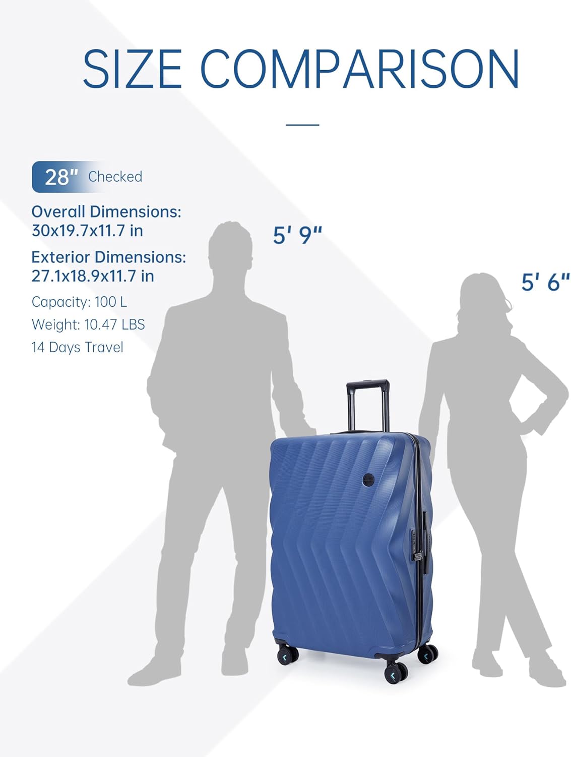 Carry On Luggage 22x14x9 Airline Approved,PC Hardside Suitcase,20 Inch Luggage with Spinner Wheels, Lightweight Travel Suitcases for Men Women,Navy Blue