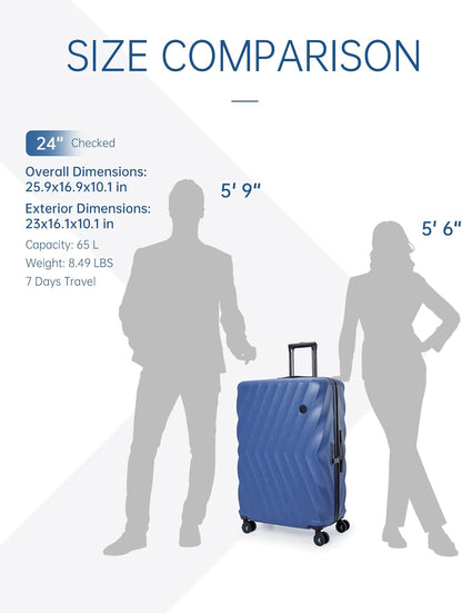 Carry On Luggage 22x14x9 Airline Approved,PC Hardside Suitcase,20 Inch Luggage with Spinner Wheels, Lightweight Travel Suitcases for Men Women,Navy Blue