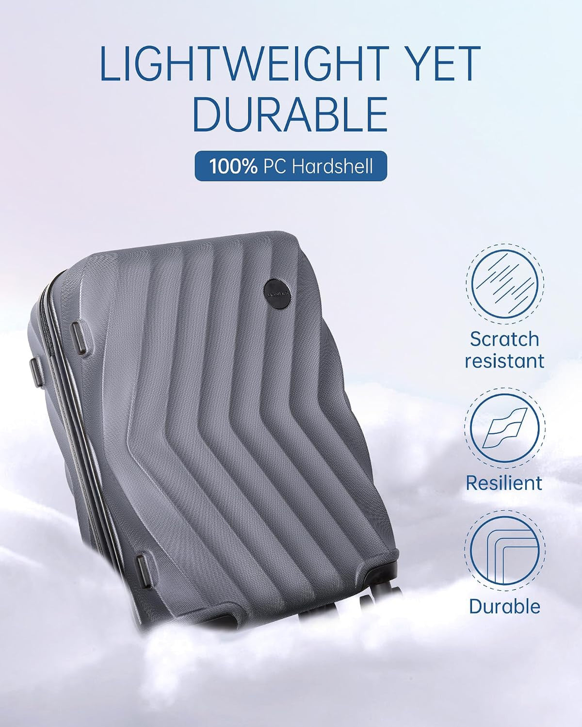 Carry On Luggage 22x14x9 Airline Approved,PC Hardside Suitcase,20 Inch Luggage with Spinner Wheels, Lightweight Travel Suitcases for Men Women,Navy Blue