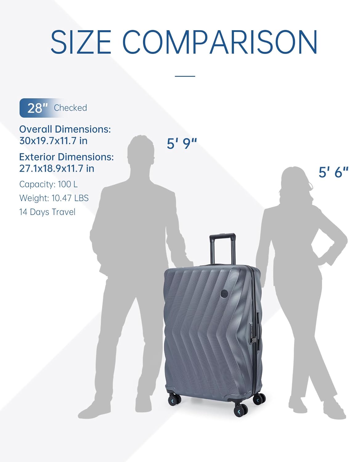 Carry On Luggage 22x14x9 Airline Approved,PC Hardside Suitcase,20 Inch Luggage with Spinner Wheels, Lightweight Travel Suitcases for Men Women,Navy Blue