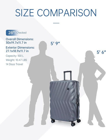 Carry On Luggage 22x14x9 Airline Approved,PC Hardside Suitcase,20 Inch Luggage with Spinner Wheels, Lightweight Travel Suitcases for Men Women,Navy Blue