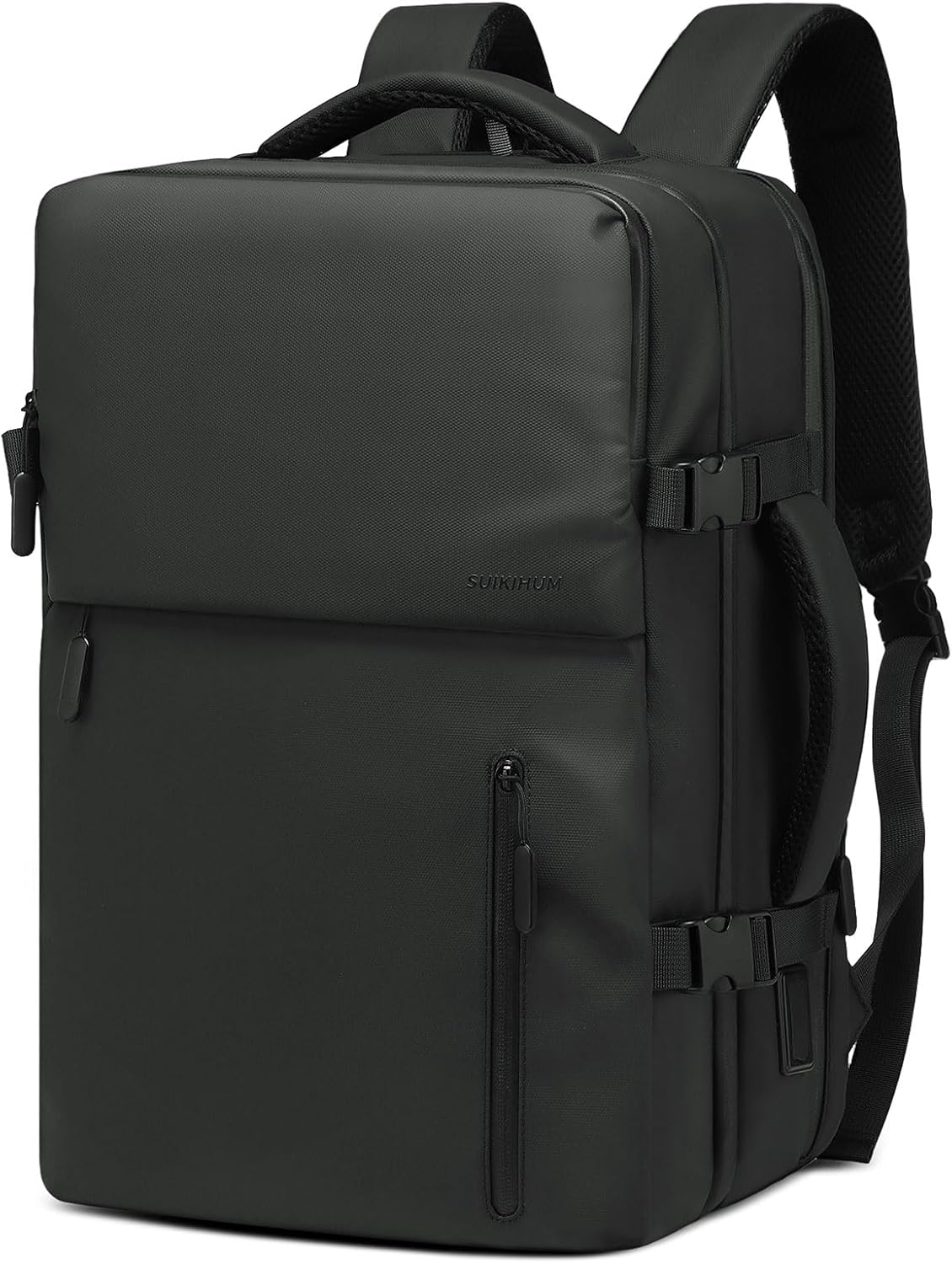Lay Flat Carry on Travel Backpack, 30L Airline Approved, Fits 16" Laptop, USB-C & USB-A, Water Resistant, Green