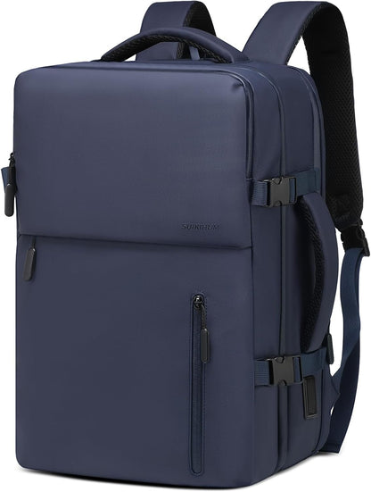 Lay Flat Carry on Travel Backpack, 30L Airline Approved, Fits 16" Laptop, USB-C & USB-A, Water Resistant, Green