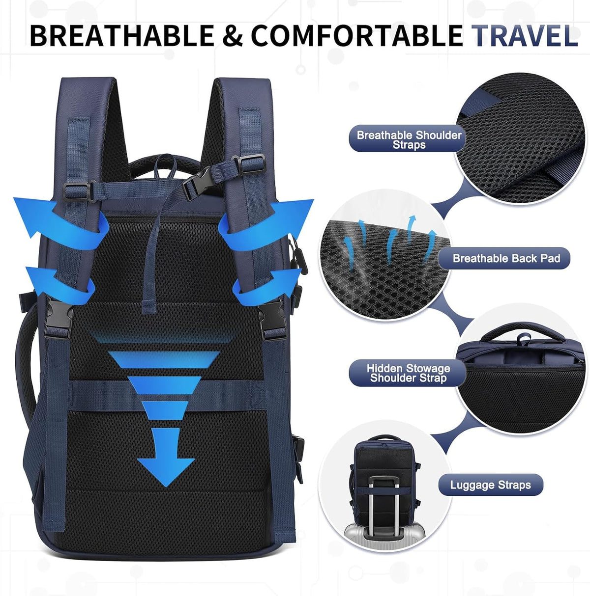 Lay Flat Carry on Travel Backpack, 30L Airline Approved, Fits 16" Laptop, USB-C & USB-A, Water Resistant, Green