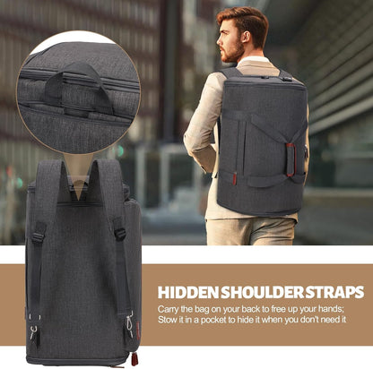 Garment Duffle Bags for Travel, Convertible Garment Bag for Men Women, Carry On Duffle Bag Backpack with Shoe Compartment & Toiletry Bag, 4 in 1 Hanging Suitcase Suit Travel Bags (Grey)