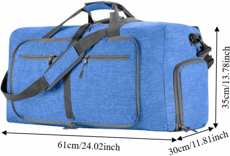 65L Foldable Travel Duffle Bag – Expandable Gym Sports Weekender Overnight Bags,Lightweight Luggage with Shoe Compartment for Men and Women(Black)