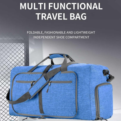 65L Foldable Travel Duffle Bag – Expandable Gym Sports Weekender Overnight Bags,Lightweight Luggage with Shoe Compartment for Men and Women(Black)