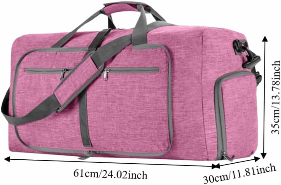 65L Foldable Travel Duffle Bag – Expandable Gym Sports Weekender Overnight Bags,Lightweight Luggage with Shoe Compartment for Men and Women(Black)