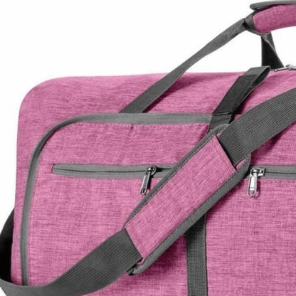 65L Foldable Travel Duffle Bag – Expandable Gym Sports Weekender Overnight Bags,Lightweight Luggage with Shoe Compartment for Men and Women(Black)