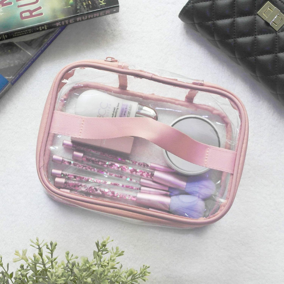 Toiletry Bag Makeup Cosmetic Clear Bag Portable Waterproof Transparent Travel Storage Green