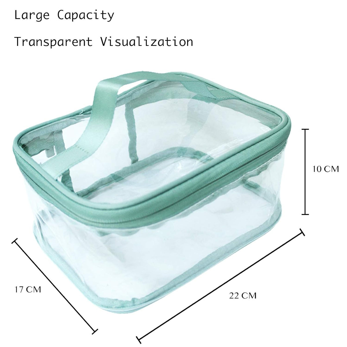 Toiletry Bag Makeup Cosmetic Clear Bag Portable Waterproof Transparent Travel Storage Green
