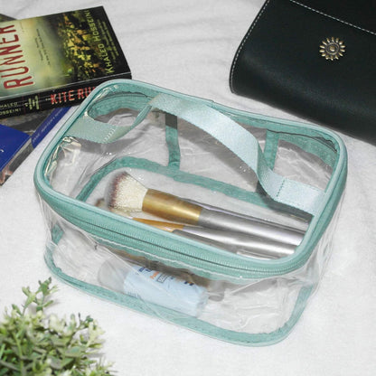 Toiletry Bag Makeup Cosmetic Clear Bag Portable Waterproof Transparent Travel Storage Green