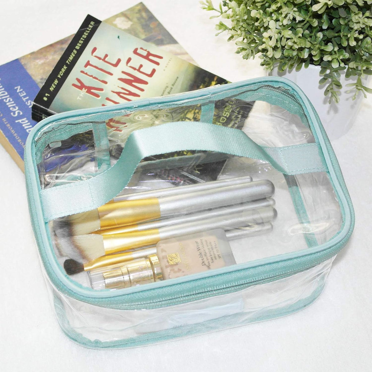 Toiletry Bag Makeup Cosmetic Clear Bag Portable Waterproof Transparent Travel Storage Green
