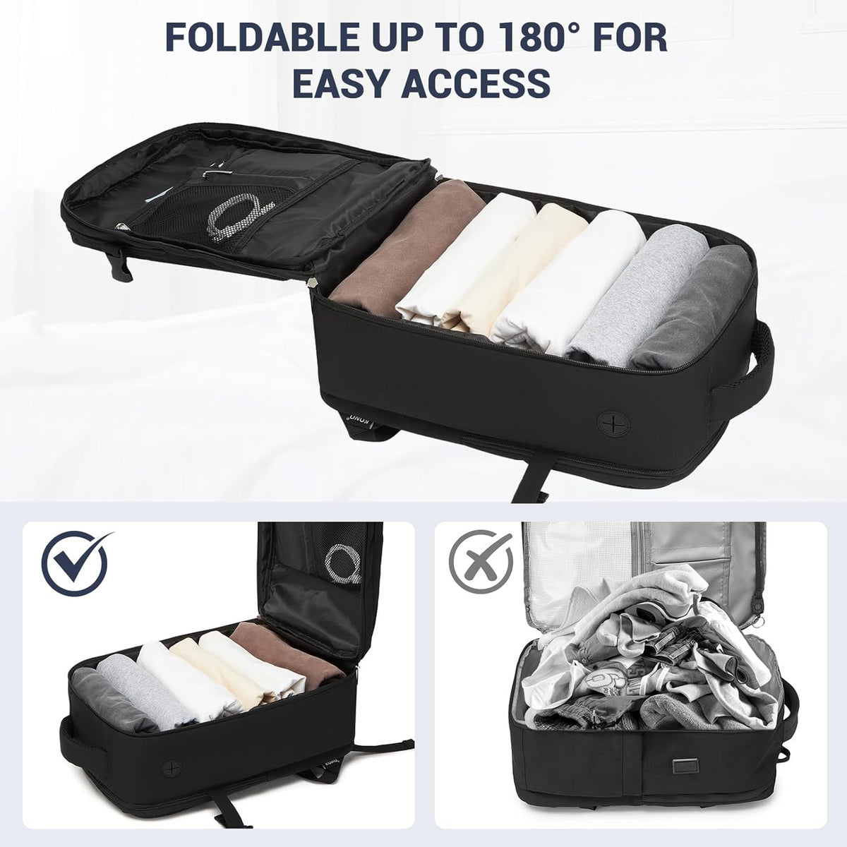 Airline Approved Carry On Luggage 22x14x9 inches, with TSA Lock, 20 Inch Expandable Lightweight Hardshell Suitcase (Navy, Suitable for 1-3 Days of Travel)
