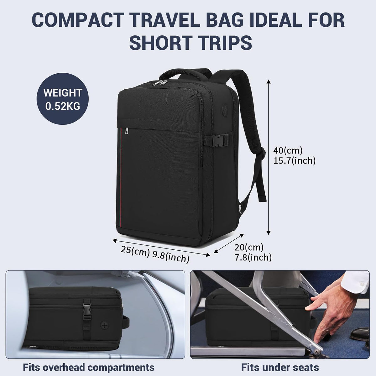 Airline Approved Carry On Luggage 22x14x9 inches, with TSA Lock, 20 Inch Expandable Lightweight Hardshell Suitcase (Navy, Suitable for 1-3 Days of Travel)