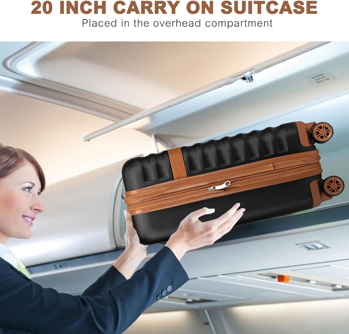 Airline Approved Carry On Luggage 22x14x9 inches, with TSA Lock, 20 Inch Expandable Lightweight Hardshell Suitcase (Navy, Suitable for 1-3 Days of Travel)