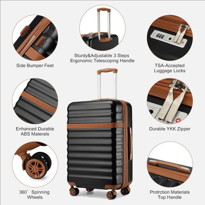 Airline Approved Carry On Luggage 22x14x9 inches, with TSA Lock, 20 Inch Expandable Lightweight Hardshell Suitcase (Navy, Suitable for 1-3 Days of Travel)