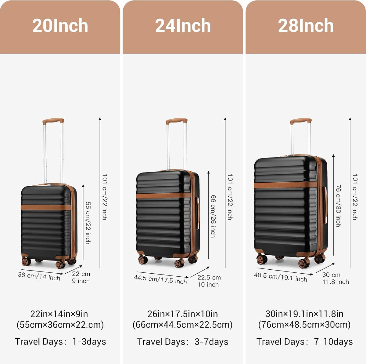 Airline Approved Carry On Luggage 22x14x9 inches, with TSA Lock, 20 Inch Expandable Lightweight Hardshell Suitcase (Navy, Suitable for 1-3 Days of Travel)