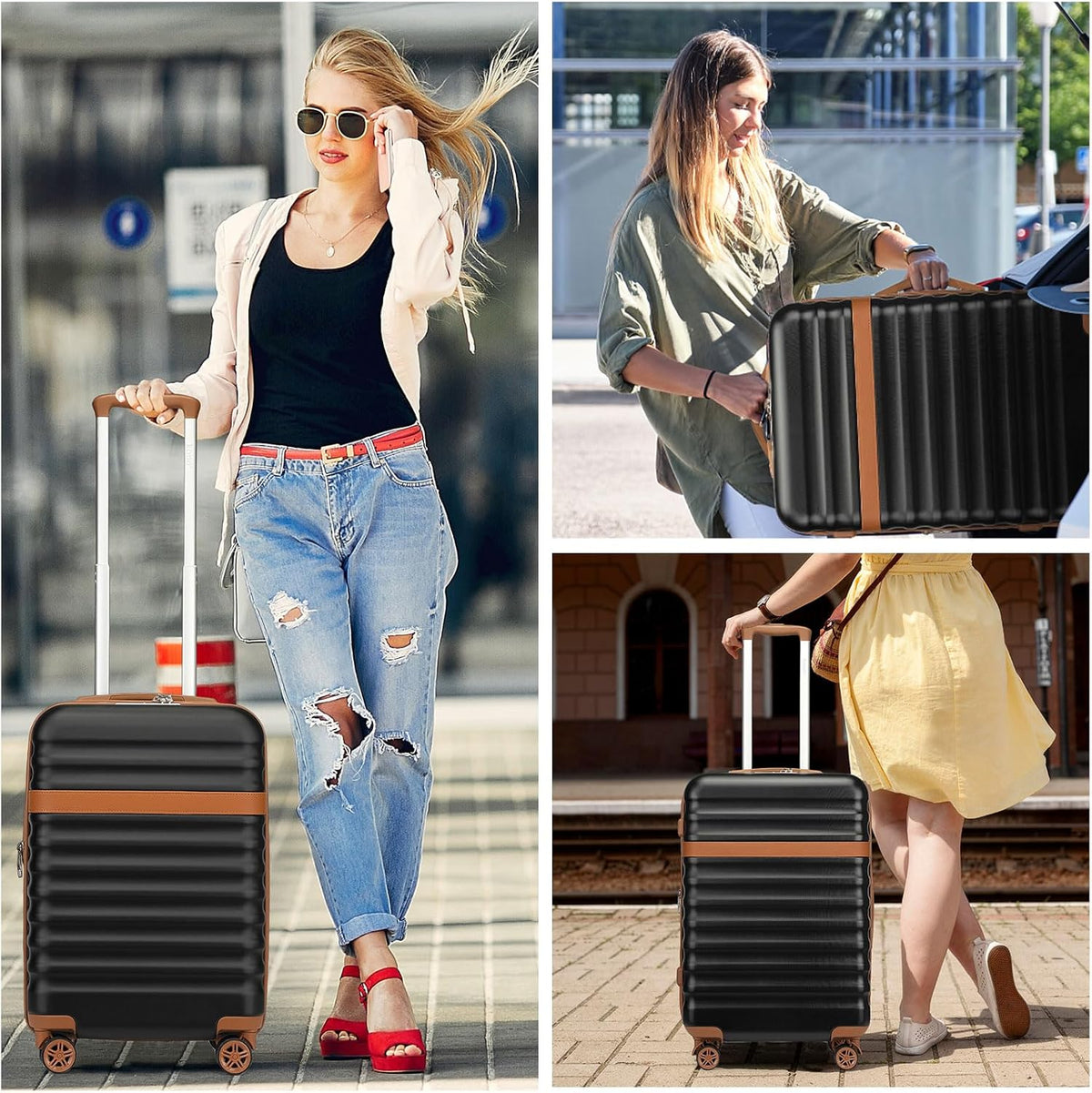 Airline Approved Carry On Luggage 22x14x9 inches, with TSA Lock, 20 Inch Expandable Lightweight Hardshell Suitcase (Navy, Suitable for 1-3 Days of Travel)