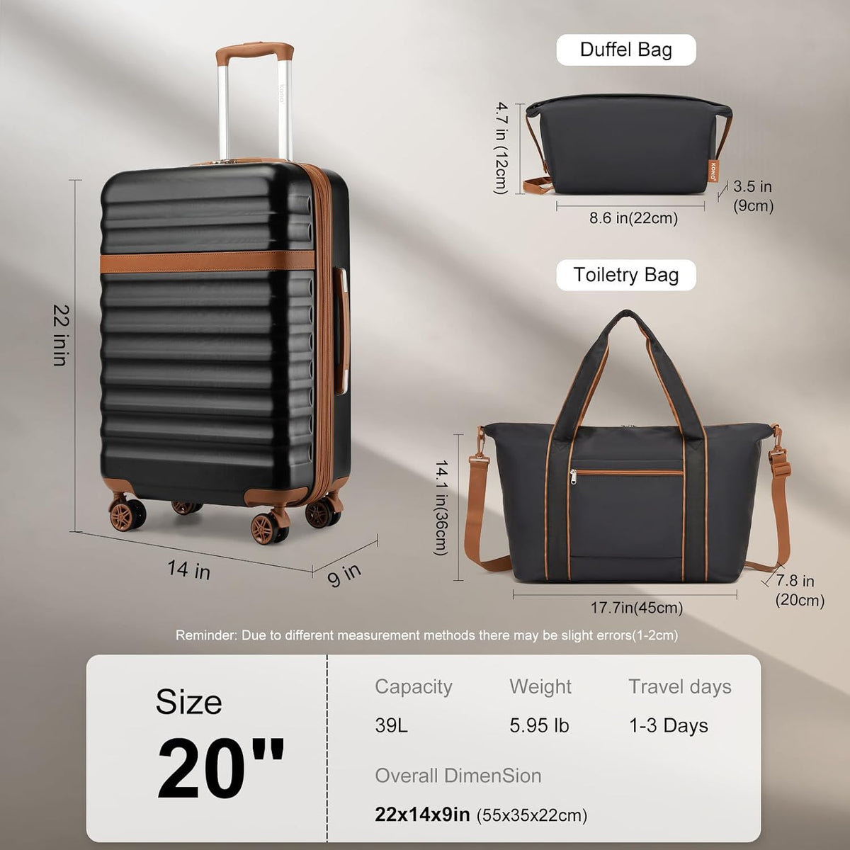 Airline Approved Carry On Luggage 22x14x9 inches, with TSA Lock, 20 Inch Expandable Lightweight Hardshell Suitcase (Navy, Suitable for 1-3 Days of Travel)