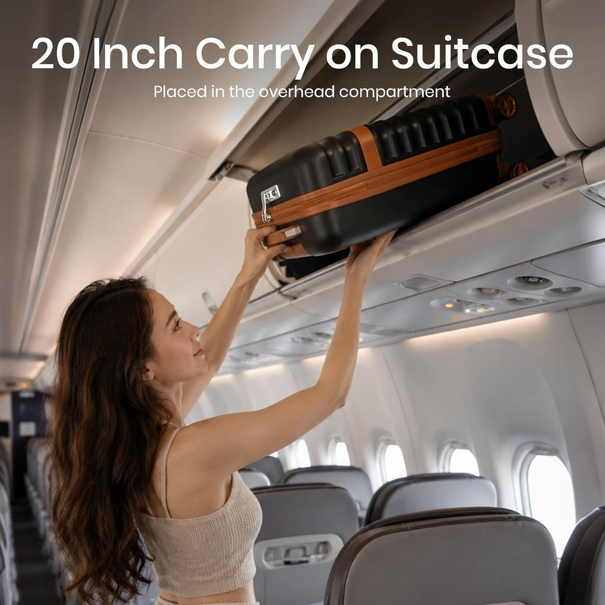 Airline Approved Carry On Luggage 22x14x9 inches, with TSA Lock, 20 Inch Expandable Lightweight Hardshell Suitcase (Navy, Suitable for 1-3 Days of Travel)