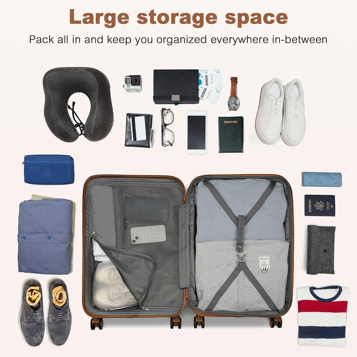 Airline Approved Carry On Luggage 22x14x9 inches, with TSA Lock, 20 Inch Expandable Lightweight Hardshell Suitcase (Navy, Suitable for 1-3 Days of Travel)