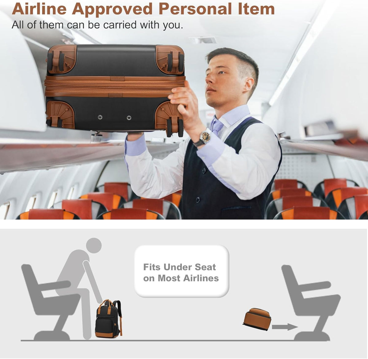 Airline Approved Carry On Luggage 22x14x9 inches, with TSA Lock, 20 Inch Expandable Lightweight Hardshell Suitcase (Navy, Suitable for 1-3 Days of Travel)