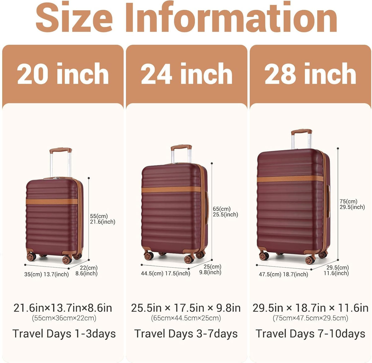Airline Approved Carry On Luggage 22x14x9 inches, with TSA Lock, 20 Inch Expandable Lightweight Hardshell Suitcase (Navy, Suitable for 1-3 Days of Travel)