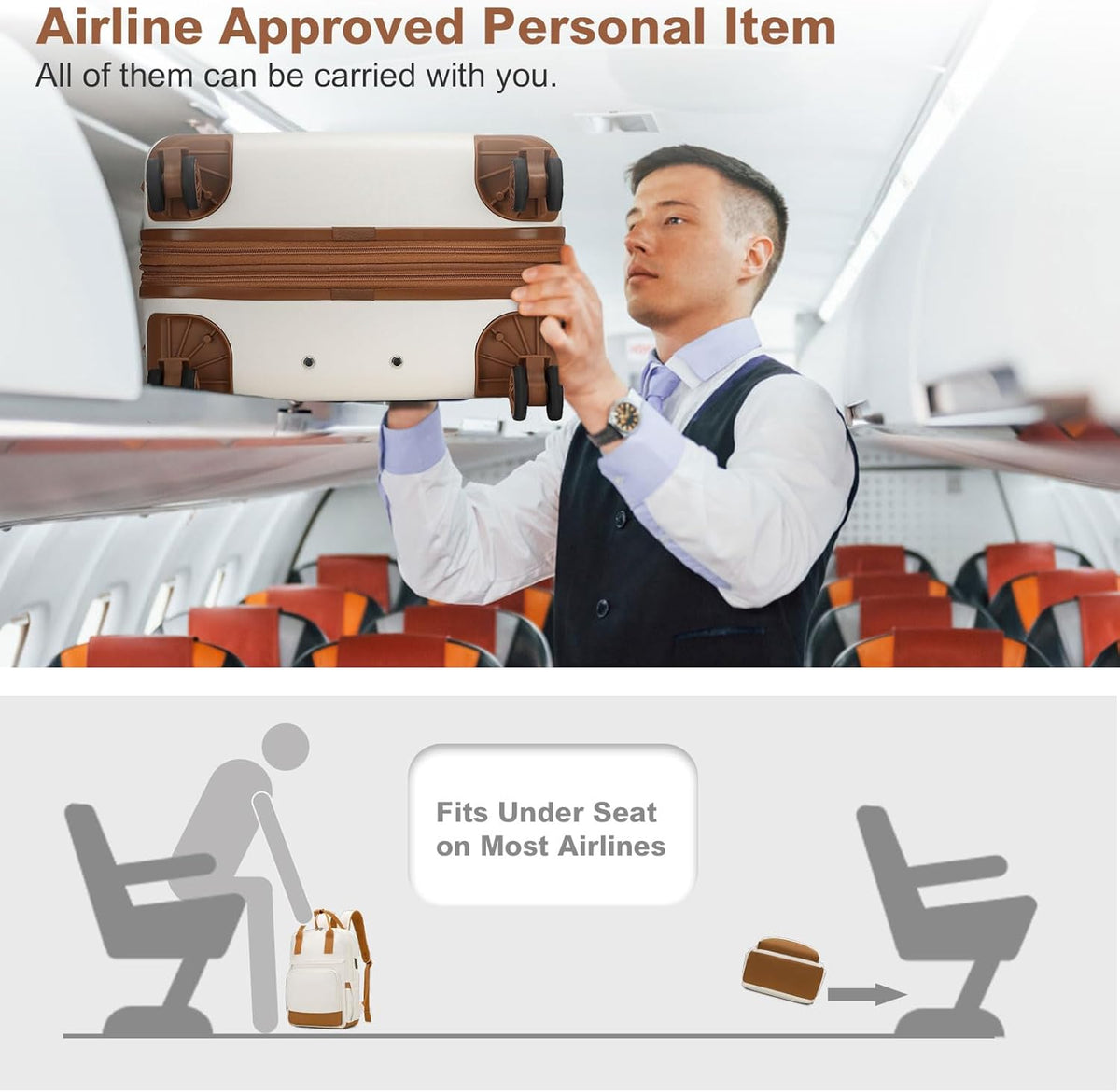 Airline Approved Carry On Luggage 22x14x9 inches, with TSA Lock, 20 Inch Expandable Lightweight Hardshell Suitcase (Navy, Suitable for 1-3 Days of Travel)