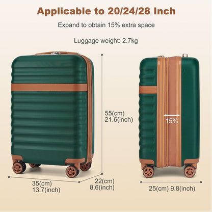 Airline Approved Carry On Luggage 22x14x9 inches, with TSA Lock, 20 Inch Expandable Lightweight Hardshell Suitcase (Navy, Suitable for 1-3 Days of Travel)