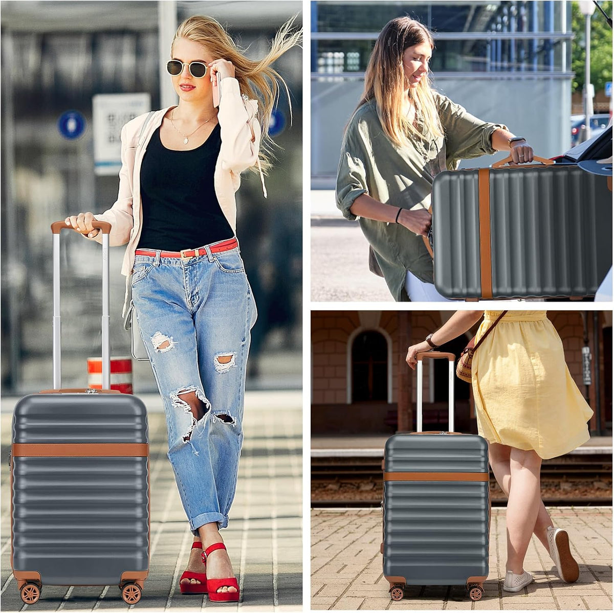 Airline Approved Carry On Luggage 22x14x9 inches, with TSA Lock, 20 Inch Expandable Lightweight Hardshell Suitcase (Navy, Suitable for 1-3 Days of Travel)