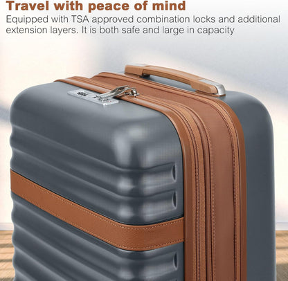 Airline Approved Carry On Luggage 22x14x9 inches, with TSA Lock, 20 Inch Expandable Lightweight Hardshell Suitcase (Navy, Suitable for 1-3 Days of Travel)