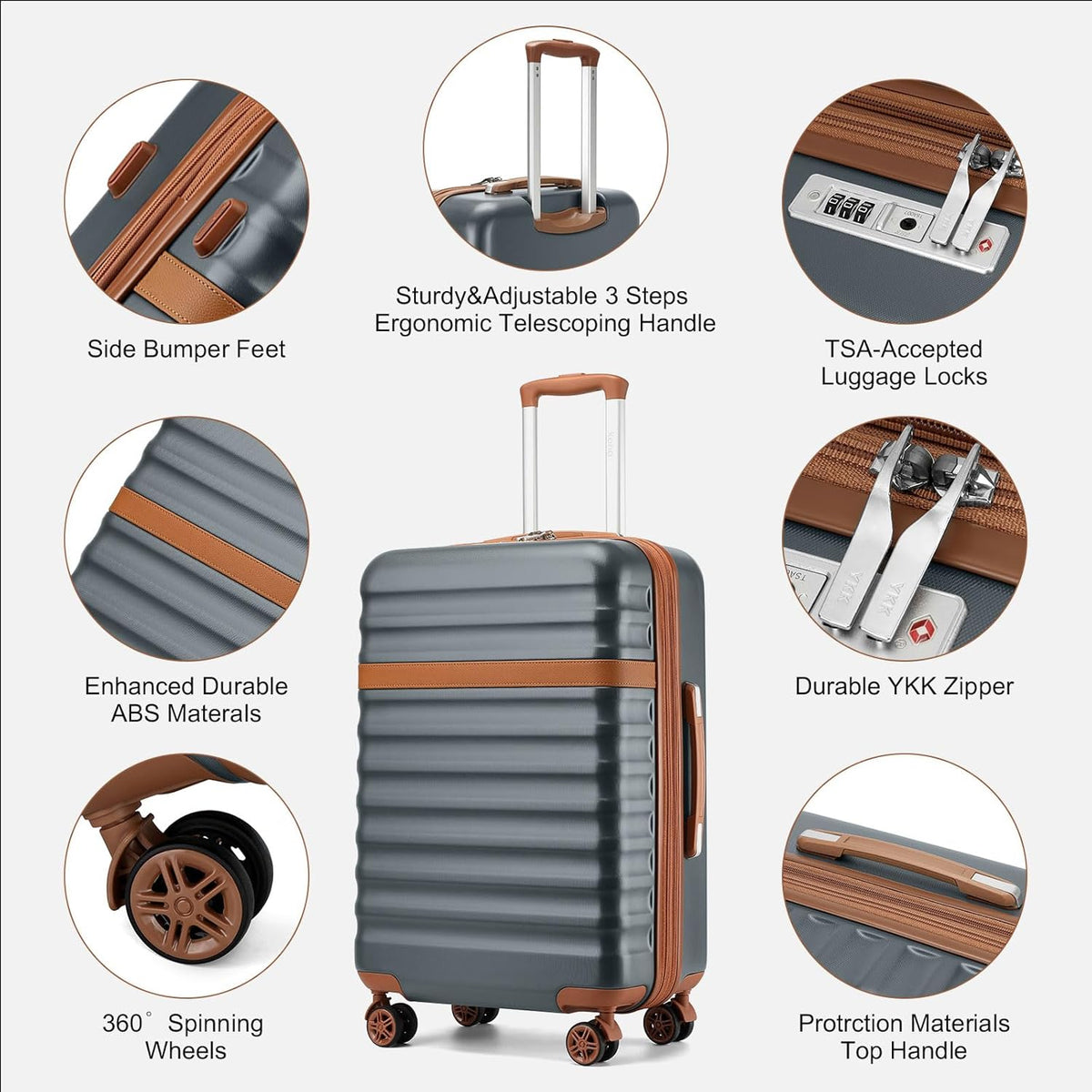 Airline Approved Carry On Luggage 22x14x9 inches, with TSA Lock, 20 Inch Expandable Lightweight Hardshell Suitcase (Navy, Suitable for 1-3 Days of Travel)