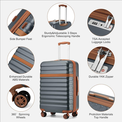 Airline Approved Carry On Luggage 22x14x9 inches, with TSA Lock, 20 Inch Expandable Lightweight Hardshell Suitcase (Navy, Suitable for 1-3 Days of Travel)