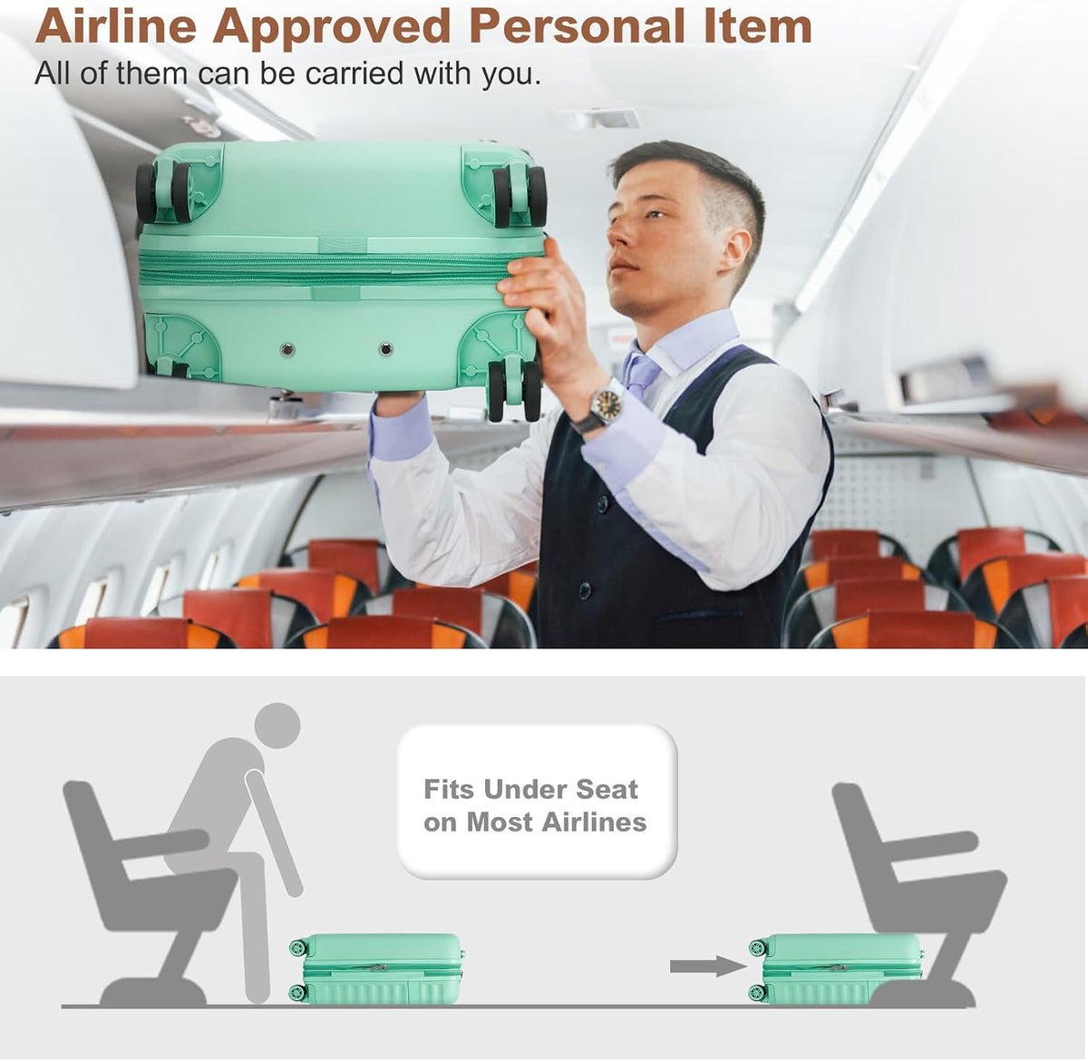 Airline Approved Carry On Luggage 22x14x9 inches, with TSA Lock, 20 Inch Expandable Lightweight Hardshell Suitcase (Navy, Suitable for 1-3 Days of Travel)