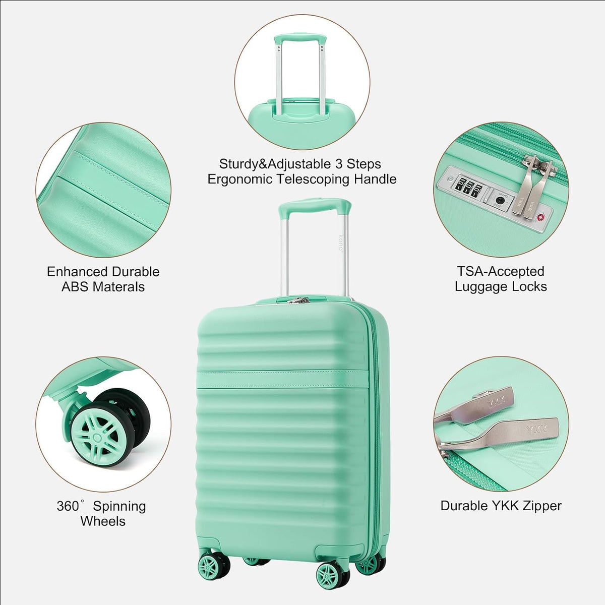 Airline Approved Carry On Luggage 22x14x9 inches, with TSA Lock, 20 Inch Expandable Lightweight Hardshell Suitcase (Navy, Suitable for 1-3 Days of Travel)