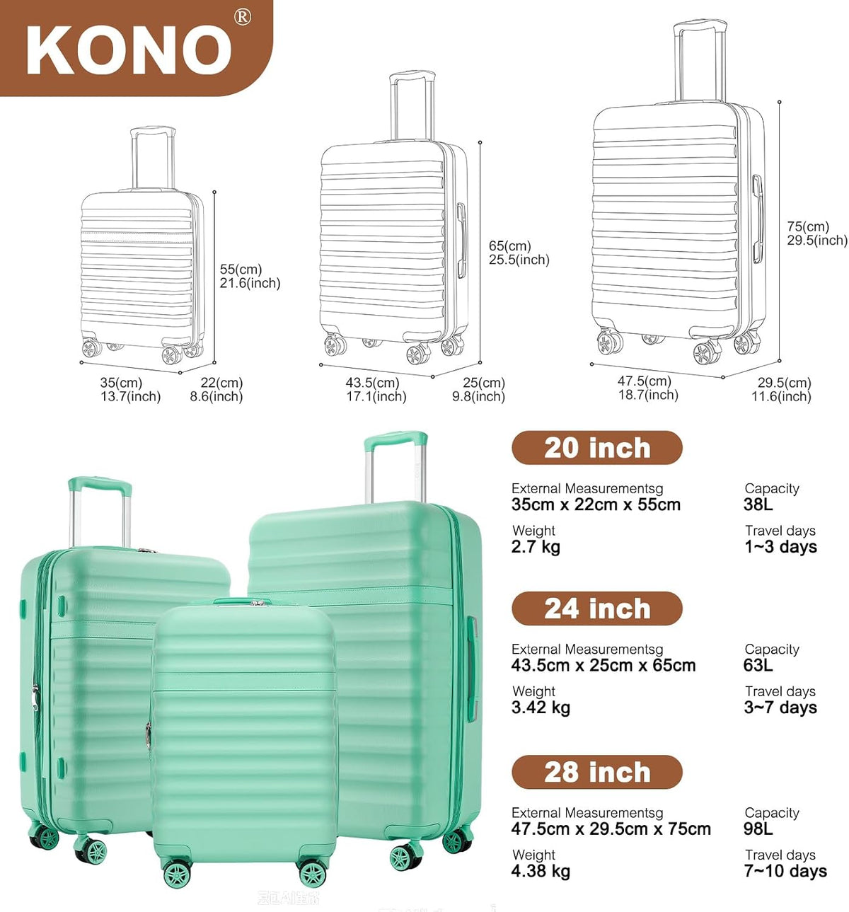 Airline Approved Carry On Luggage 22x14x9 inches, with TSA Lock, 20 Inch Expandable Lightweight Hardshell Suitcase (Navy, Suitable for 1-3 Days of Travel)